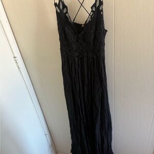 Free People Adella Black Crochet Maxi